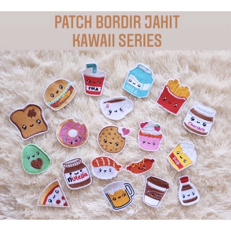 Patch Bordir Jahit Kawaii Series / Makanan Minuman Kawaii