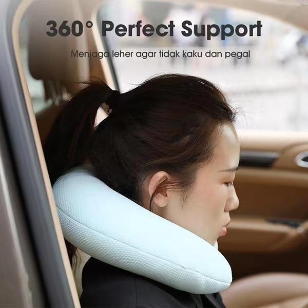 Bonbox BNP100 Neck Pillow Bantal Leher Travel Anti Pegal Lembut Multifungsi Dengan Kancing - Garansi Resmi 1 Tahun