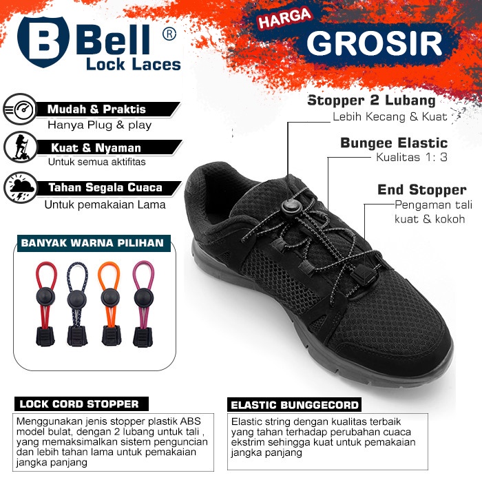 Tali Sepatu Elastis / Tali anoijie / No Tie Shoelaces / Lock laces murah berkualitas