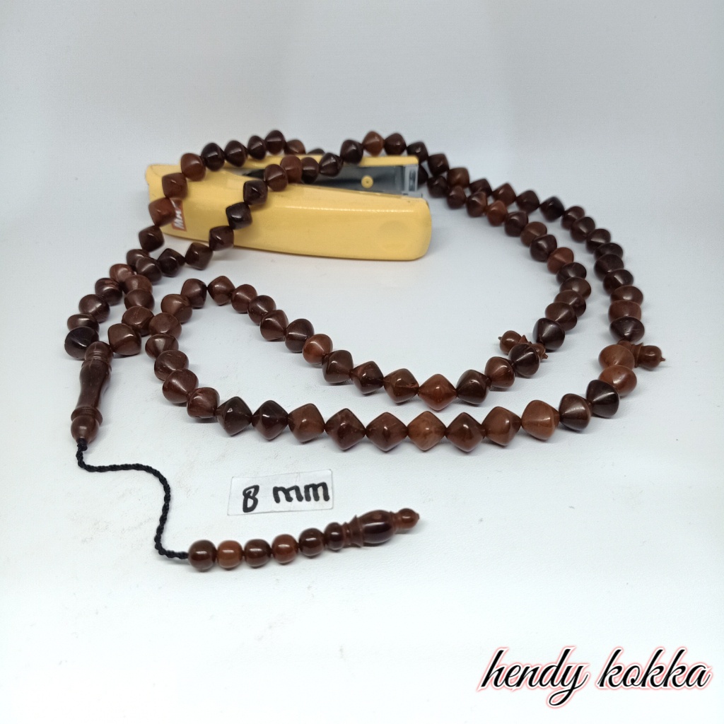 5pcs tasbih 99 kokka kaukah wajik polos 8mm coklat