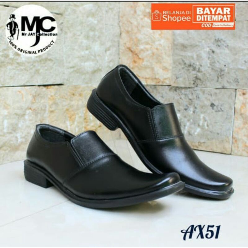 Sepatu Pantofel Pria Pantofel Hitam Sepatu Pantofel kerja bahan kulit sentetis