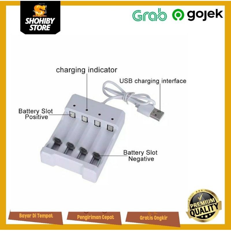 charger baterai aa aaa 4 slot indikator lampu - casan batre aa aaa