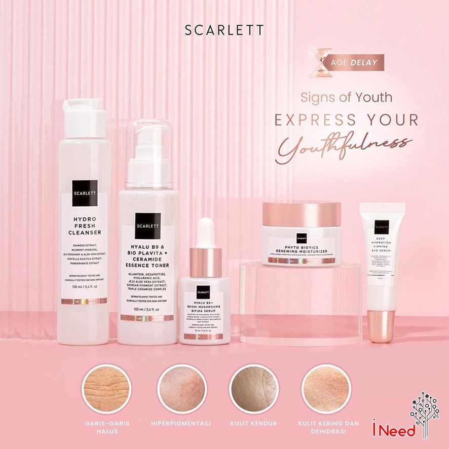 (INEED) Scarlett Whitening Age Delay SERIES Anti Aging | Cleanser -Essence Toner - Serum - Eye Serum - Moisturizer