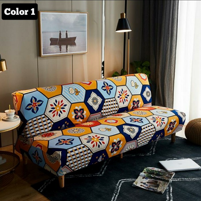 RUMAH TANGGA RUANG TAMU & KELUARGA COVER SOFA AC 1767 COVER SOFA BED MOTIF SARUNG SOFA BED COVER BED