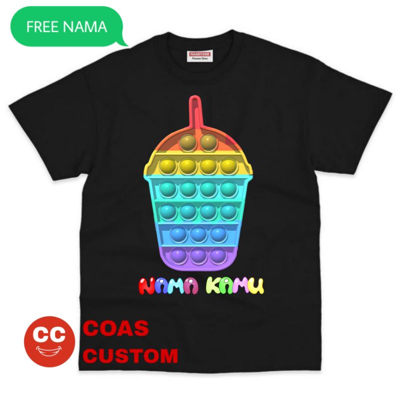BAJU KAOS ANAK POP IT BOBA GRATIS SABLON NAMA