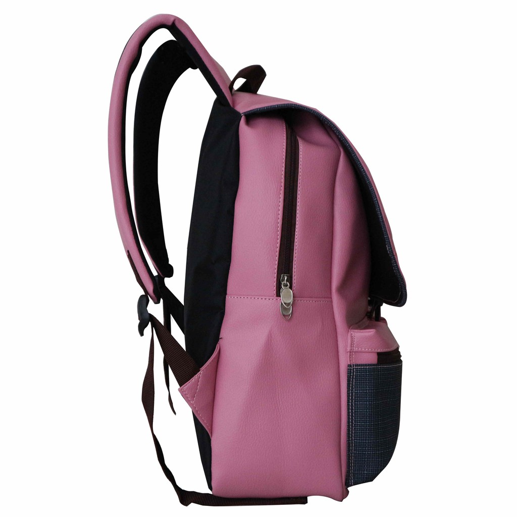 Tas Ransel Wanita Espirit Saku Pink Bagus Backpack Kulit Kekinian Fashionable