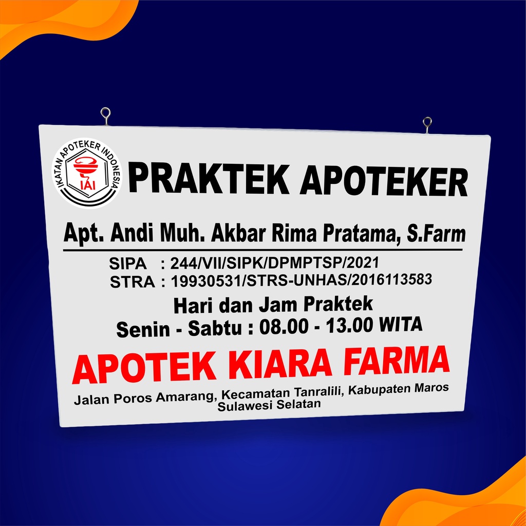

PAPAN NAMA APOTEK / APOTEKER