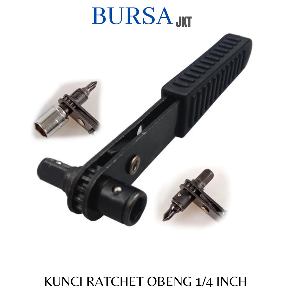 KUNCI RATCHET 1/4 HEX SOCKET SPANNER DUAL SHAPE