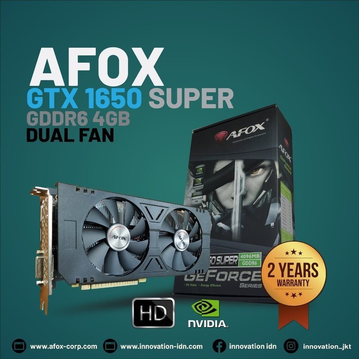 VGA AFOX GTX 1650 SUPER 4 GB DDR6 128BIT ATX DUAL FAN NEW