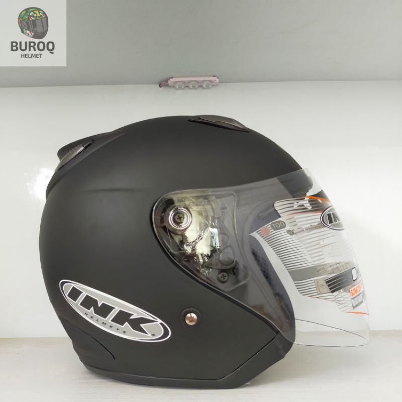 helm halfface ink centro black dof baru