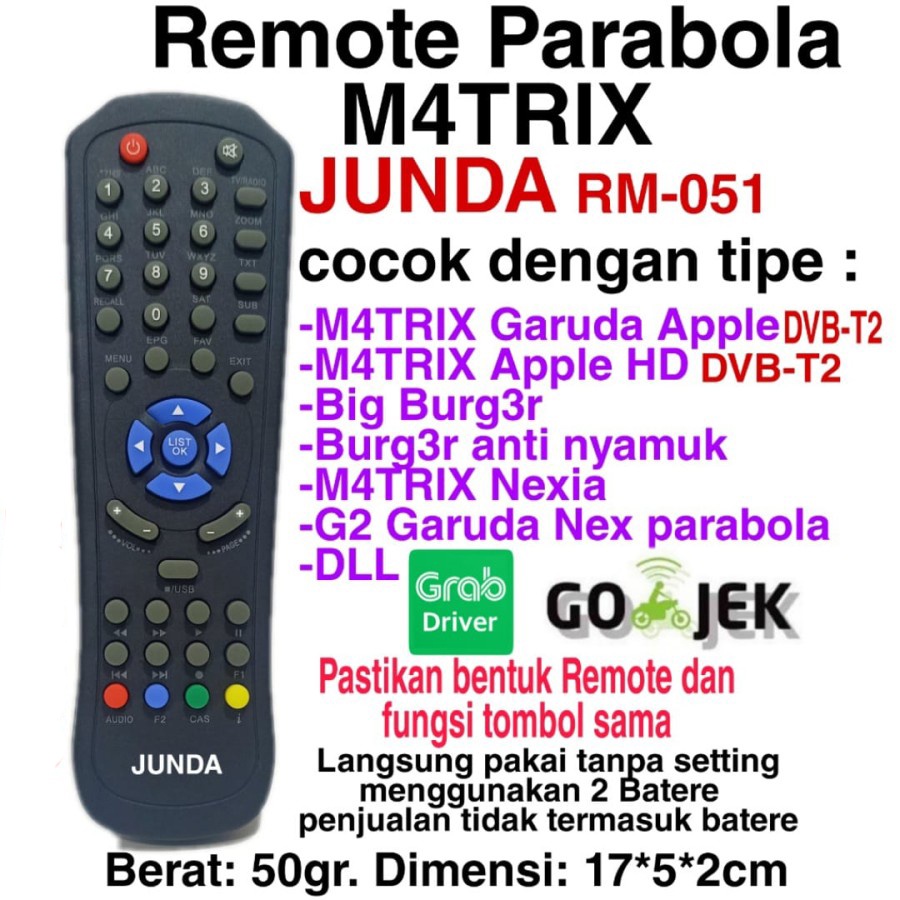 REMOTE RECEIVER PARABOLA MATRIX GARUDA JUNDA RM-051