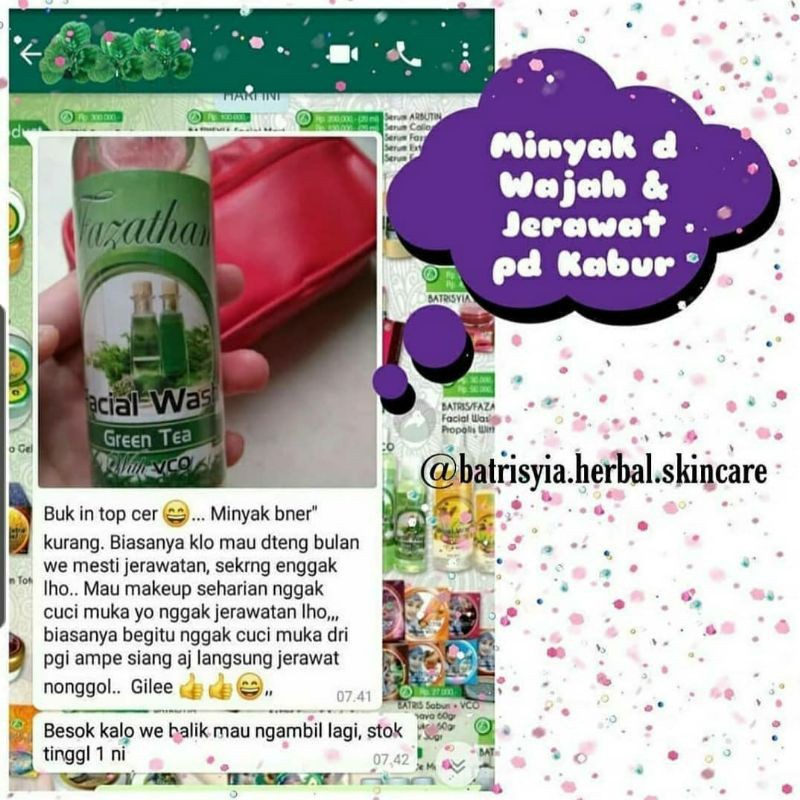 (BISA COD) FACIAL WASH GREENTEA BATRISYIA / FACIAL WASH UNTUK JERAWAT