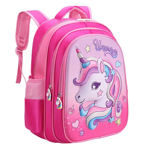 FREE RAIN COVER - TAS RANSEL ANAK SEKOLAH PEREMPUAN SD GAMBAR KUDA PONY BULE PIRANG 3D EMBOS TIMBUL 3RESLETING IMPORT CETAR 16&quot;