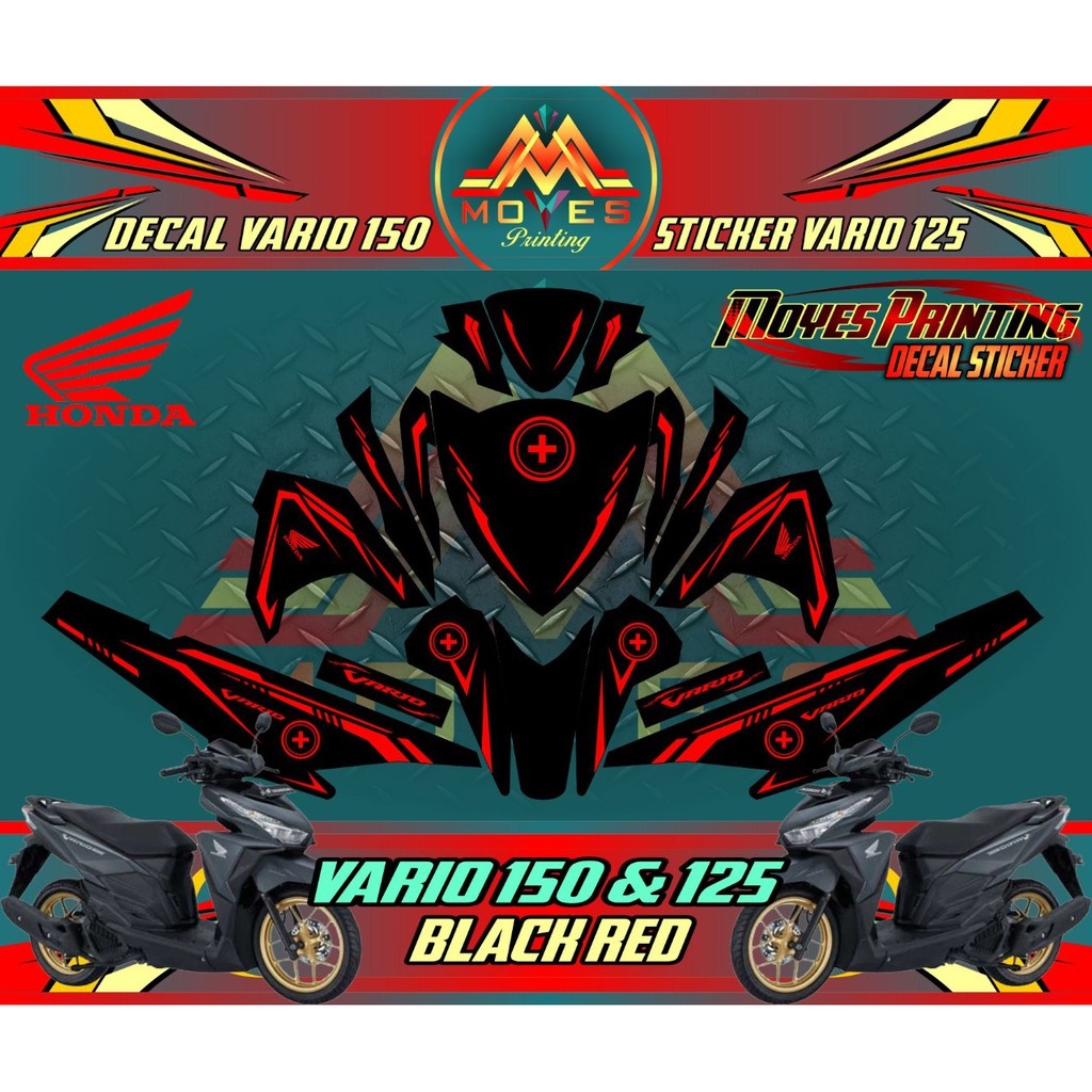 Decal sticker vario 150 125 stiker fullbody motor vario red 125 150 motif matriline vareasi warna me