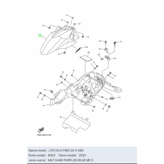 SPAKBOR DEPAN FREEGO ASLI ORI YAMAHA B5D F1511 00 PA