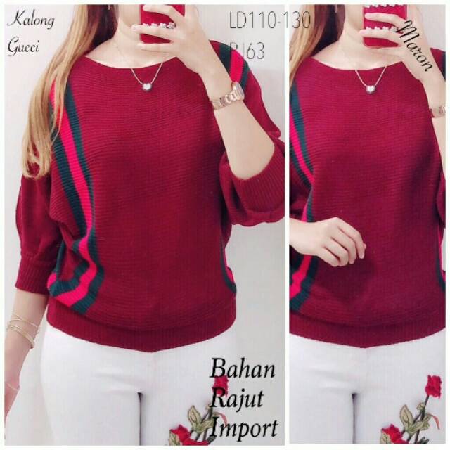 Atasan Rajut Kalong Gucci dan Zara Import