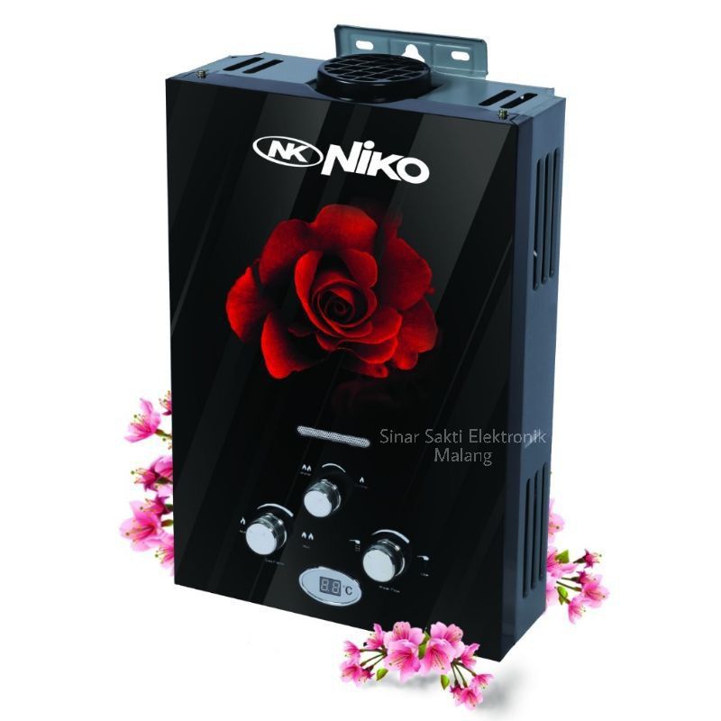 Niko Gas Water Heater Pemanas Air NK 6LDG Lux Tempered Glass Digital Malang