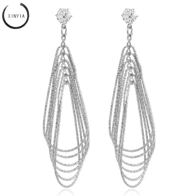 Multi-layer Logam Water Drop Earrings Retro Anting-anting Panjang Wanita Yang Berlebihan