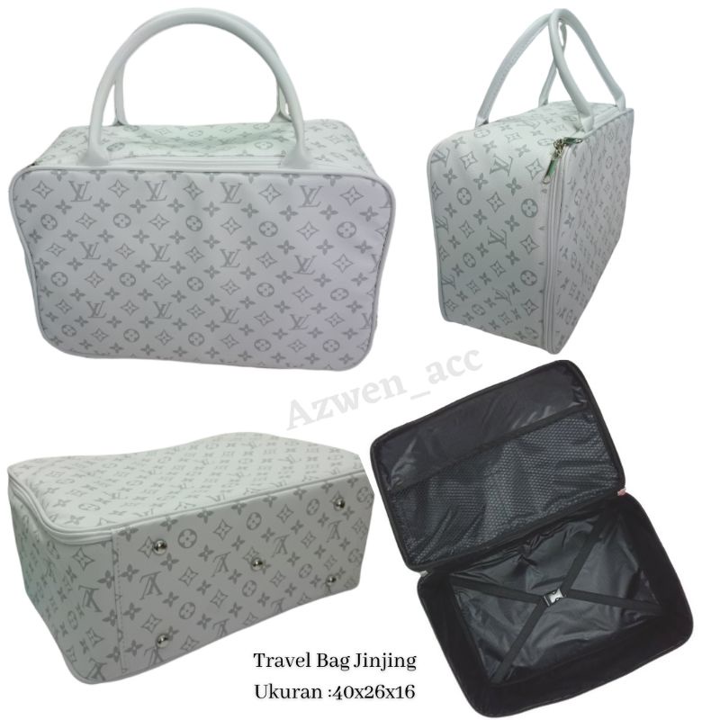 TRAVEL BAG TAS JINJING PREMIUM LV PUTIH TB09