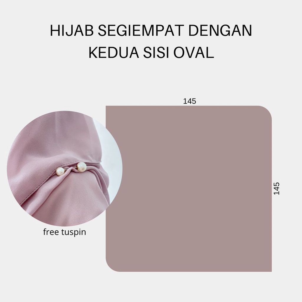 Hijab Segiempat jumbo curve malay 145X145 set cadar/segiempat oval ceruty babydol