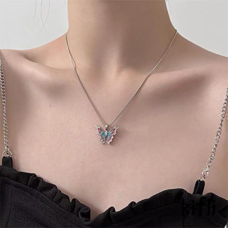 Kalung Rantai Adjustable Dengan Liontin Kupu-Kupu Untuk Wanita