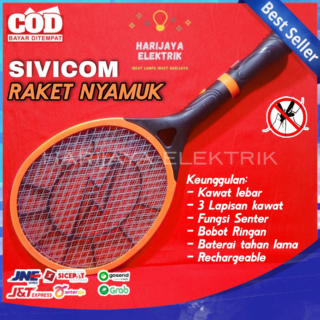 SIVICOM RAKET NYAMUK LISTRIK MULTIFUNGSI SENTER RECHARGEABLE CAS COLOK