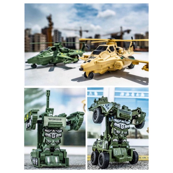 ( Mia ) Mainan Mobil Tank Robot Deformation, Helicopter Robot Transformation Car