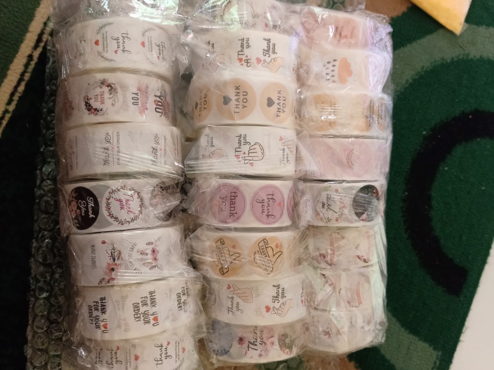 500pcs / Roll Stiker Segel Bahan Kulit Sapi Tulisan Thanks Untuk Dekorasi Kue Manual