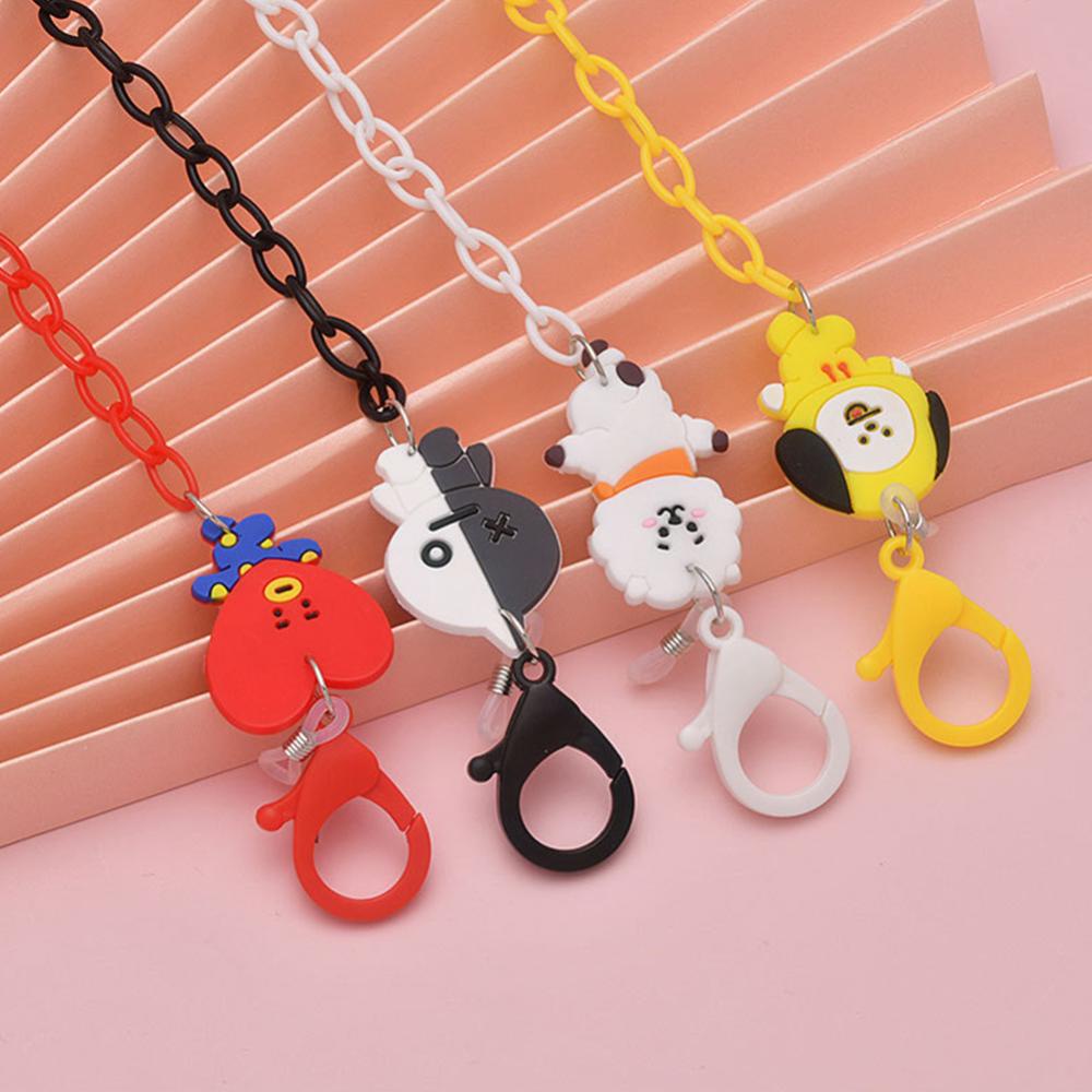 Timekey Tali Lanyard Kacamata Motif Kartun Maskot BTS BT21 Bahan Akrilik Anti Hilang M4Y8