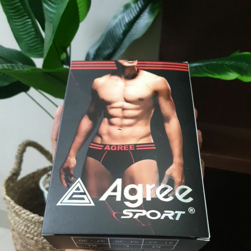 (3 Pcs) Celana Dalam Pria Agree SPORT Karet Boxer CD Segitiga Pria Dewasa isi 3 | Box Biru AGREE 2308 | 2317 | 2327