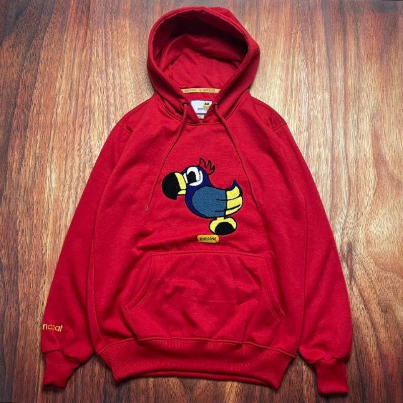 Hoodie Pancoat Merah Burung Bordir Towel Terbaru Terlaris Bisa Cod