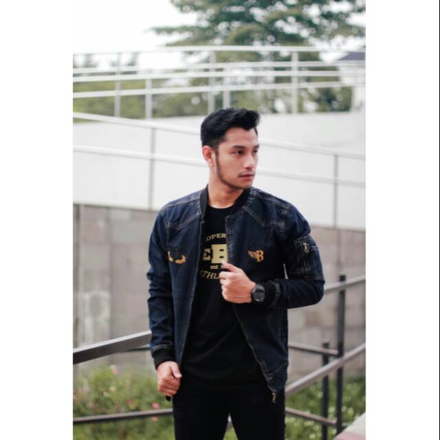 Jaket jeans bomber berry bordir biothink