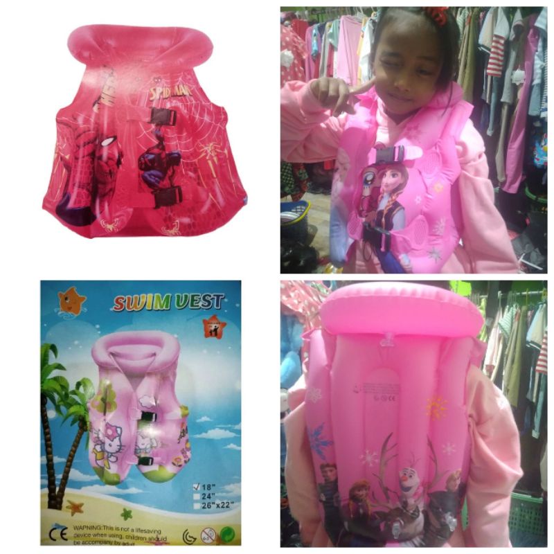 pelampung rompi anak karakter hello kitty frozen pink spiderman