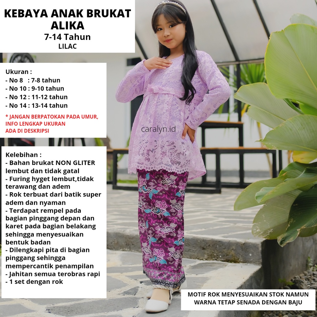 KEBAYA ANAK ALIKA TK PAUD SD 1-14 TAHUN