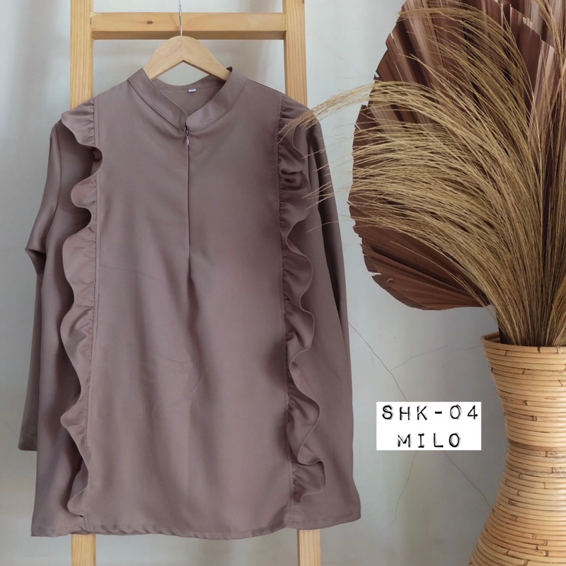 BLOUSE POLOA WANITA ATASAN POLOS WANITA MODEL RAFFLE