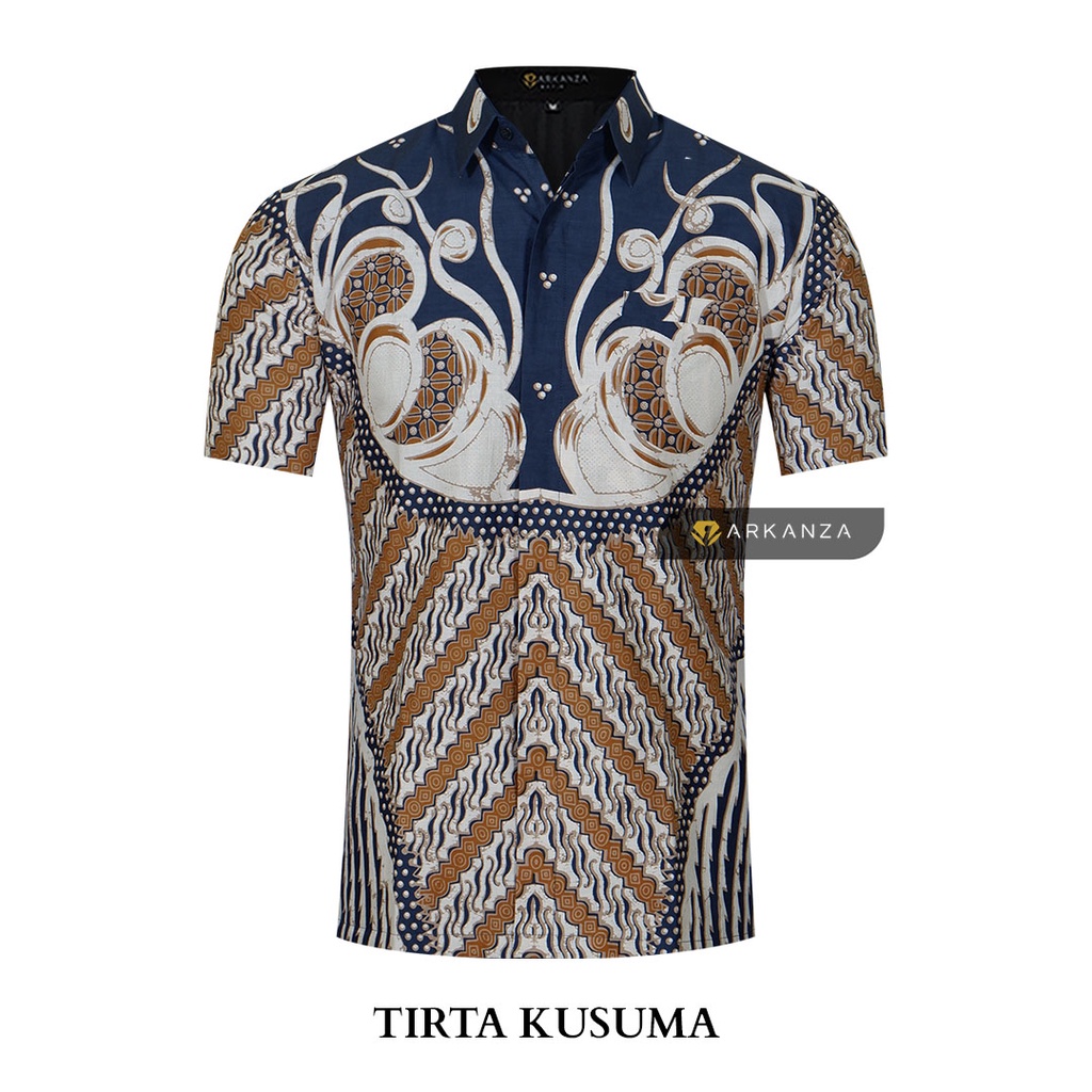 BATIK ARKANZA Motif TIRTA KUSUMA Hem Atasan Kemeja Baju Batik Pria Cowok Laki Laki Slimfit Full Lapis Furing Lengan Panjang Lengan Pendek Original Asli