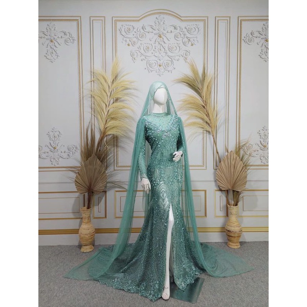 KEBAYA / GAUN PENGANTIN MODERN HIJAU WARDAH / SAGE GREEN