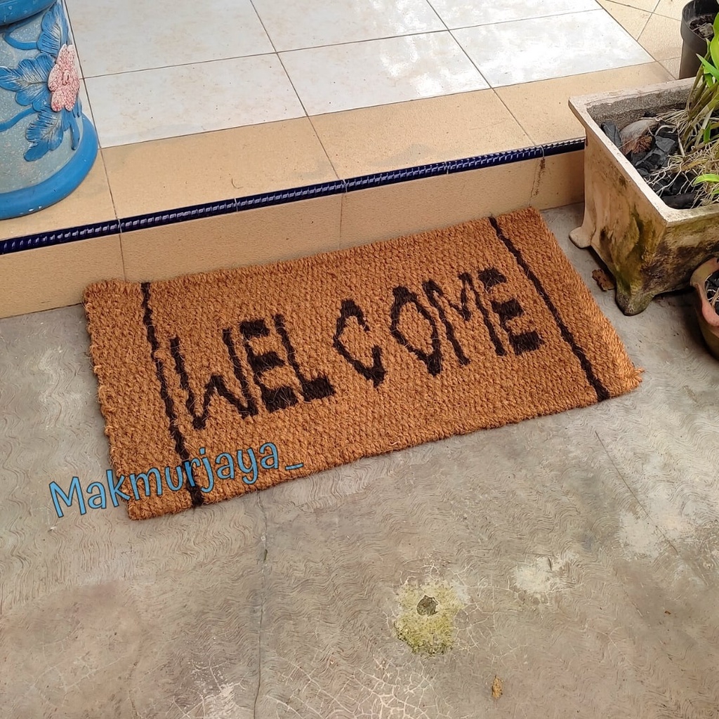 Keset Welcome Anyaman Sabut Kelapa Ukuran 90x45 / Keset Anti Slip / Keset Ijuk Sabut Kelapa