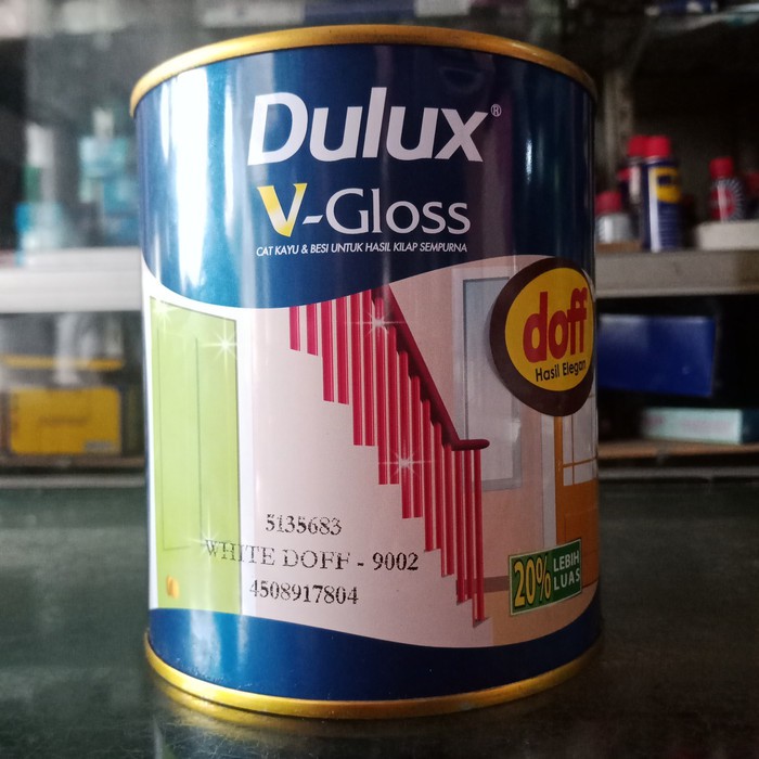 CAT KAYU & BESI DULUX V GLOSS WHITE DOFF 9002 0.8L