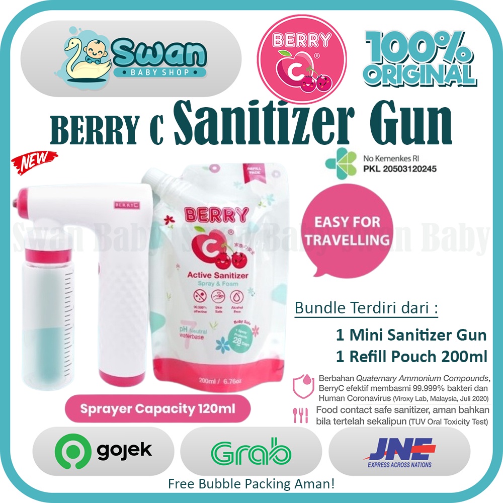 Berry C Bundle Pack Mini Sanitizer Gun Low Noise + Refill Pouch 200ML