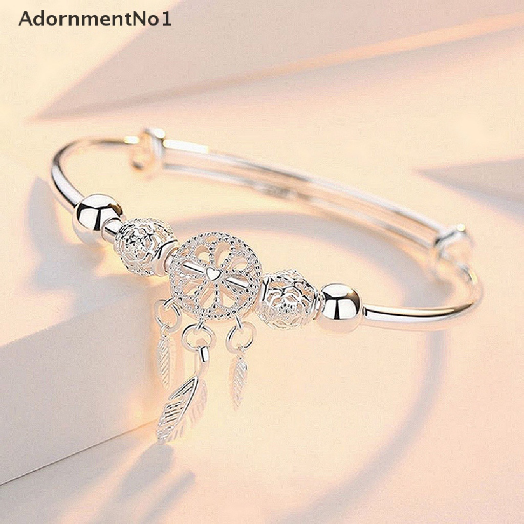 (AdornmentNo1) Gelang Tangan Rantai Aksen Dream Catcher + Bulu + Rumbai Untuk Perhiasan Wanita