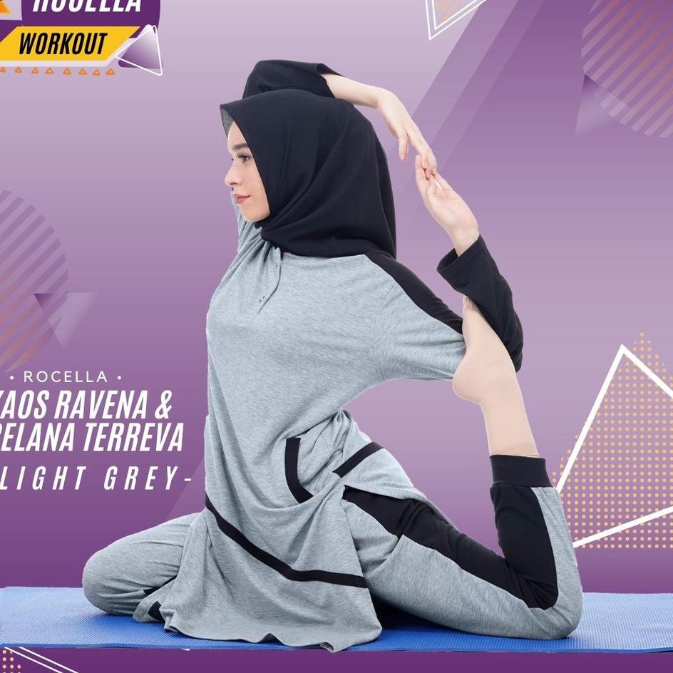 Terbaik - (BISA COD) Kaos Yoga Muslimah/Kaos Olahraga Muslimah/Rocella Kaos Ravena/Baju Senam Muslim