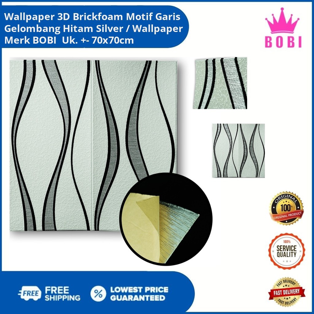 Wallpaper 3D Brickfoam Gelombang Putih Kode 2022 Bervariasi Warna / Ukuran 70x70cm