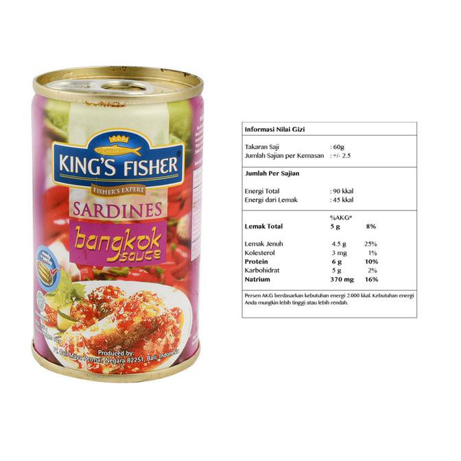 

Paket 3 pcs King's Fisher Sarden kaleng mini rasa saus bangkok 155g