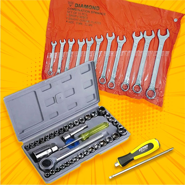 PAKET BENGKEL MURAH KUNCI SHOCK 40 PAS WRENCH + OBENG + KUNCI RING PAS SET ( Lengkap Paket Bengkel 1 Alat Motor Kombinasi Original Perlengkapan Full Lengkap Socket Tool Kit Pas Ring L Motor Mobil Tool Set Kunci Sok Set Murah Satu Set  )-PAKET HEMAT