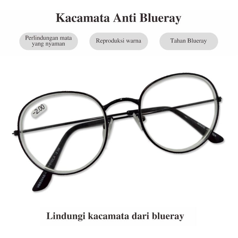 Kacamata Minus Anti Radiasi Blue ray Frame Oval Min -0.50 s/d -4.00 Kaca Mata Baca Minus Pria Wanita