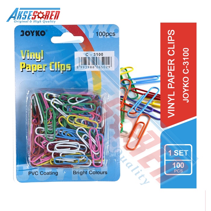 

PAPER CLIPS JOYKO [C-3100/100 PCS] / KLIP PENJEPIT / CLIP KERTAS / PEREKAT LEMBARAN KERTAS / PENJEPIT KERTAS WARNA WARNI / PERLENGKAPAN SEKOLAH DAN KULIAH / ALAT JEPIT KERTAS JOYKO