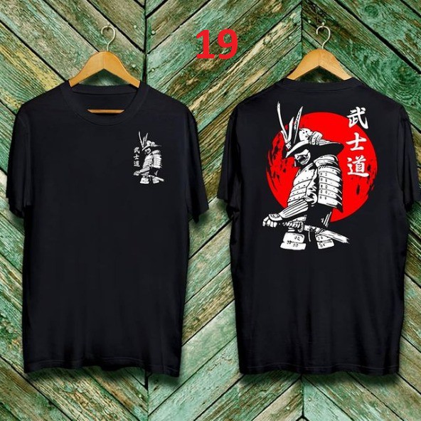 Kaos Distro Sablon Tema Jepang Hitam Kaos Animasi Samurai T Shirt Distro Fashion Oblong Shopee Indonesia