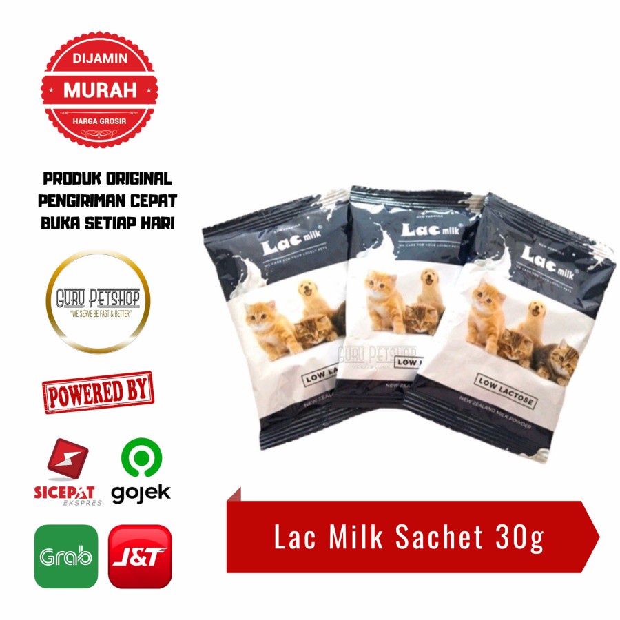 Susu Lac Milk Sachet 30gr Low Lactose Susu Anak Anjing Kucing Sachet - 1Sachet 30gr