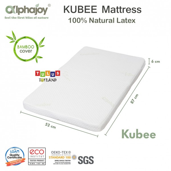 Alphajoy Baby Mattress cocok ukuran joie kubbie 87 x 52 Matras Kubee 100% Natural Latex kasur lateks bayi anti tungau cover bamboo anti alergi